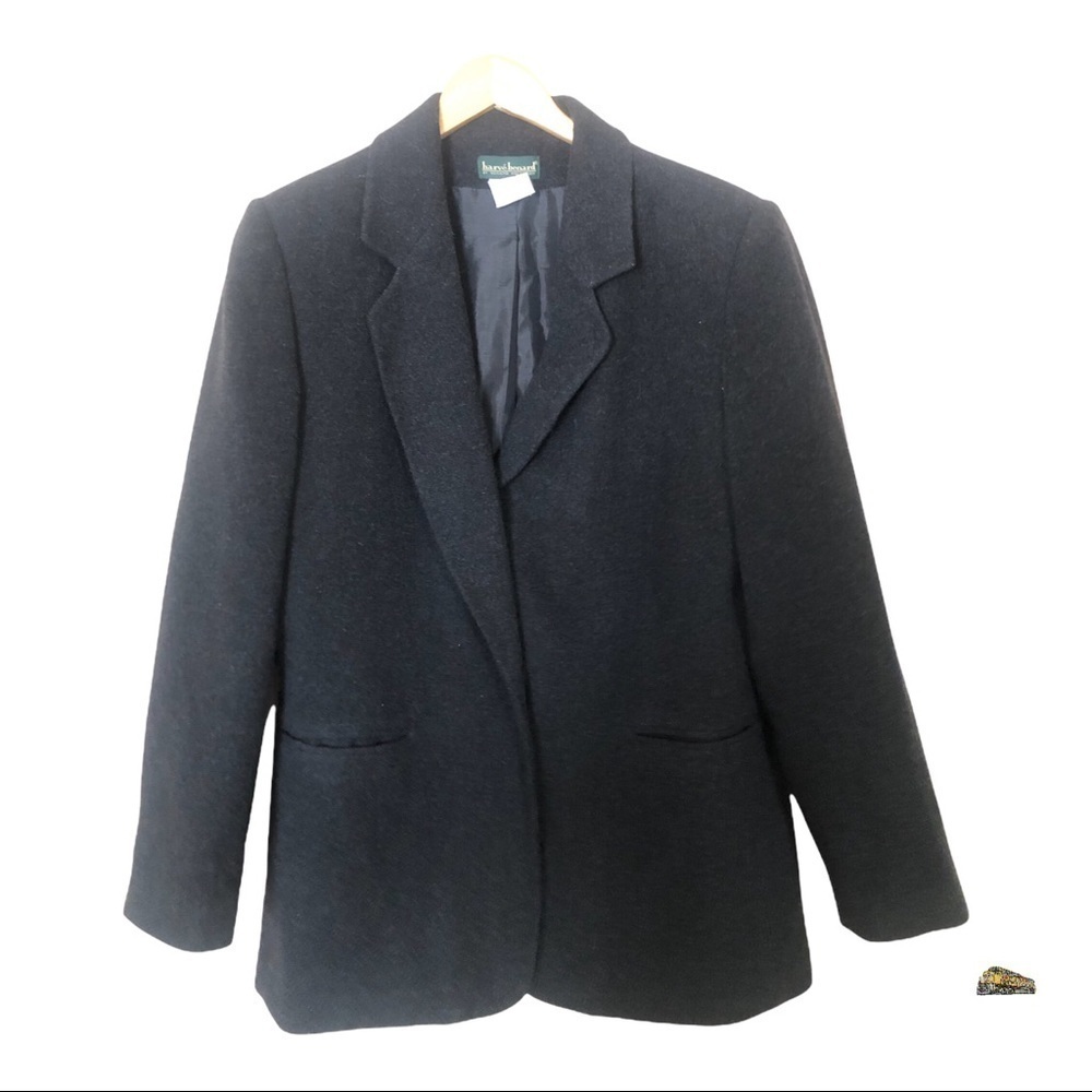 - VTG Harve Bernard Womens 2 Button Blazer Wool Blend Jacket Pea Coat Gray